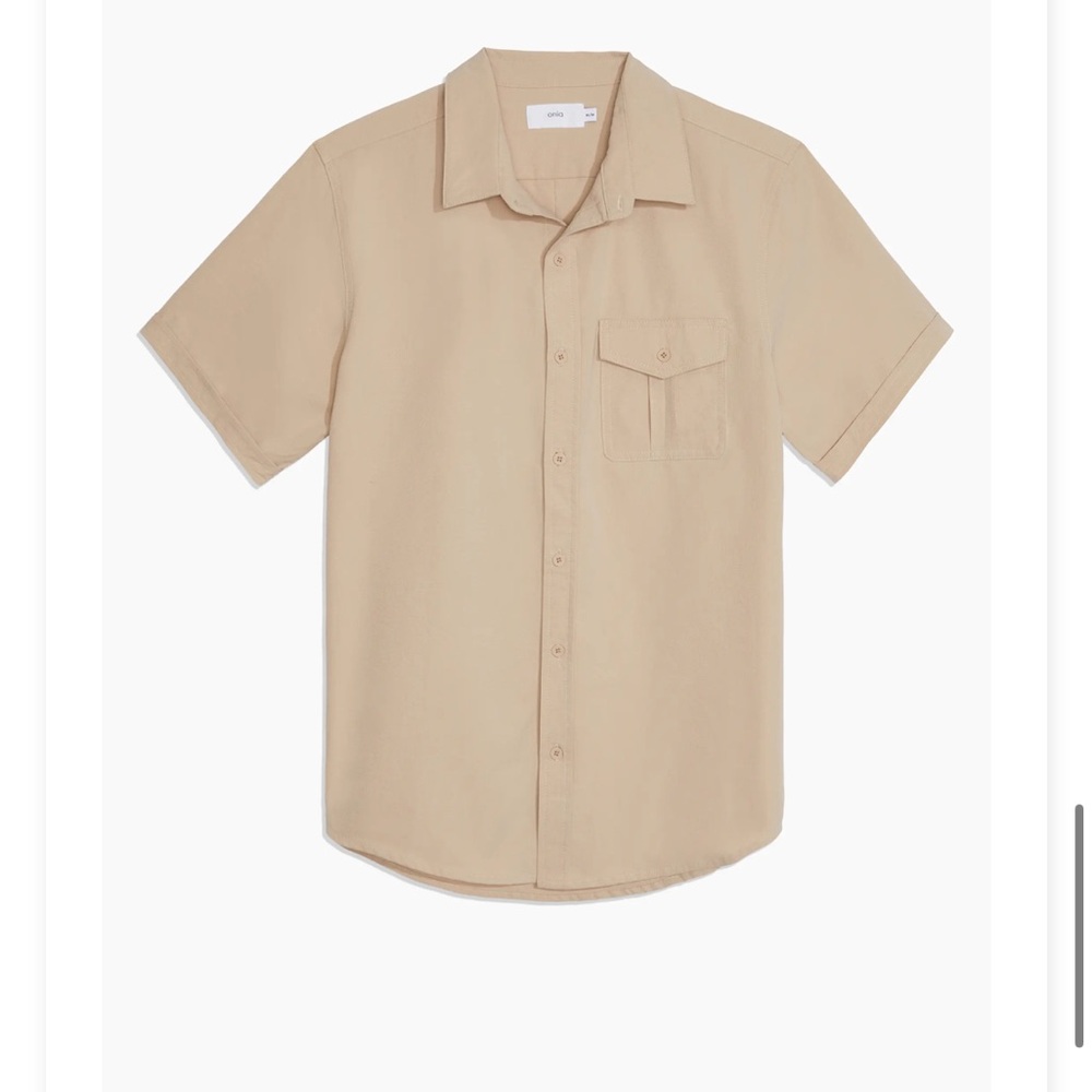 Onia All Terrain Cotton Stretch Rip Stop Shirt in Khaki